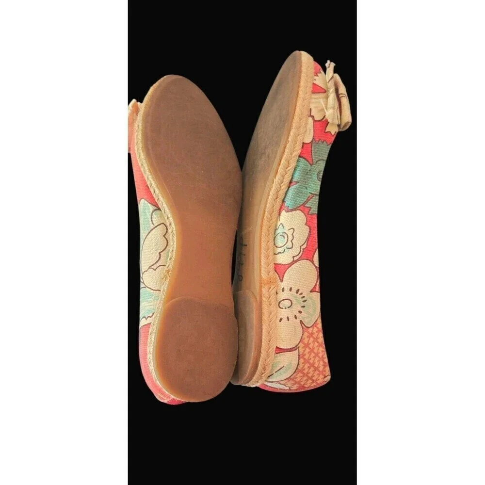 Tory Burch Tasmin Red Floral Print Espadrille Flats Canvas Jute Sole Women's 7B